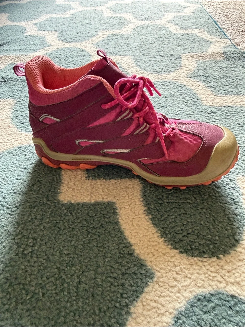 EUC Merrell Kids Magenta and Coral Trail Boots